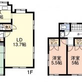 ４ＬＤＫ（１階ＬＤＫ１８．７帖、和室６帖、２階和室８帖、洋室５．５帖、洋室５帖）(間取)
